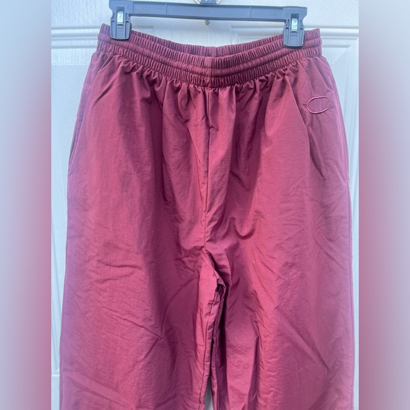 VTG 90s Champion Swishy Maroon Jogger Pants w/zip up ankles & cotton lining • L - Picture 9 of 12